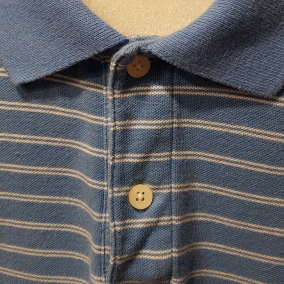 Chaps XXL 100% Cotton Striped Polo Shirt Lt Blue - Picture 4 of 8
